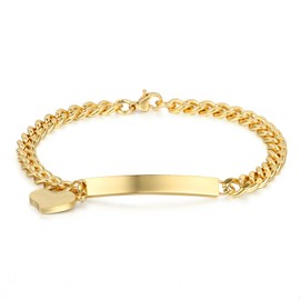 JewelryWe Bracelet with engraving Jewellery Stainless Steel Women's Charm Bracelet Heart Pendant Bracelet for Women (Customisable)