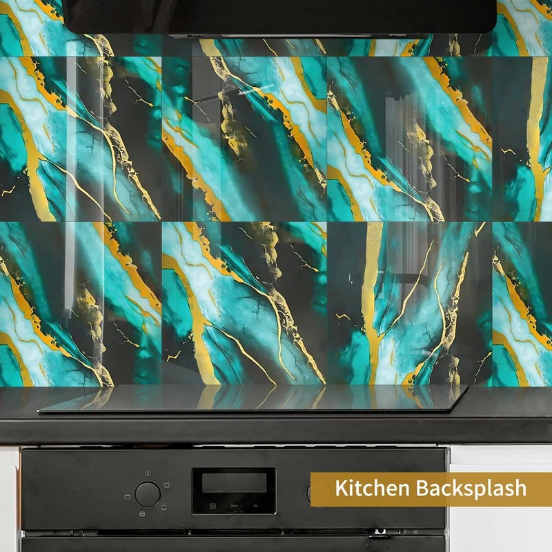 10-Sheet Peel and Stick Kitchen Backsplash Tiles,Waterproof Self Adhesive Marble