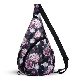 HUA ANGEL Sling Backpack for Women Men Anti-Water Front Pack Chest Bag Over Shoulder Bag Crossbody Daypack Lightweight Sport Work Travel Study Outdoor Running