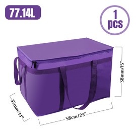 szkoo 1 Pack Insulated Food Delivery Bag Purple Pizza Delivery Bags for Hot & Cold Food, Large Capacity Reusable Warming Bag Catering Cooler Bag for Party