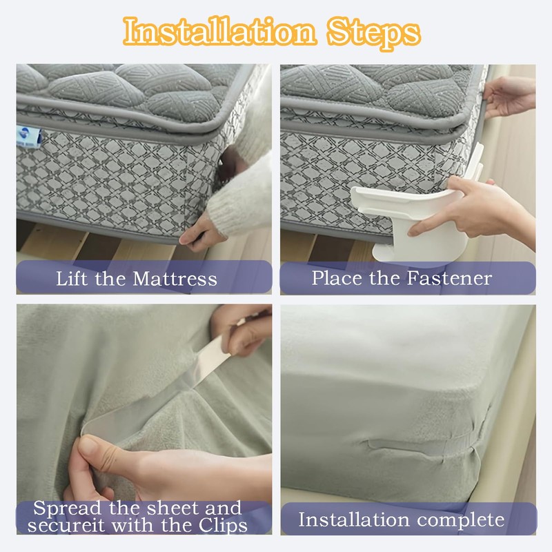 KSVFTB Bed Sheet Holder, 4 Pieces Set, Secure Fit Non-Slip
