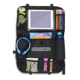 CheekyBoo CheekyBoo - Child's Large Car Backseat Organiser with 10.1" Touch Screen iPad/Tablet Holder for Kids and Toddlers. Black Car Storage and Seat Protector. Fits All Cars