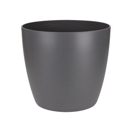 elho Brussels Round Mini 10.5 - Flower Pot for Indoor - 100% Recycled Plastic - Ø 11.0 x H 9.7 cm - Black/Anthracite