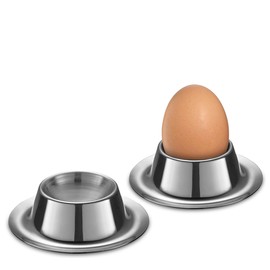 cilio Uovo Egg Cups Set of 2 Stainless Steel Dishwasher Safe Stackable for Eggs up to Diameter 4.5 cm Height: 2.3 cm Diameter 8.5 cm
