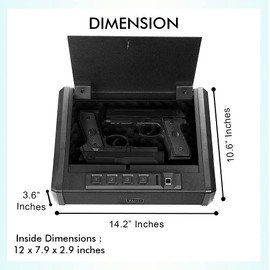 Vaiyer Gun Safe for Pistols, Biometric Pistol Safe Firearm Quick-Access Safe with Fingerprint Lock & Key Pad, Smart Handgun Safe Gun Lock Box for Home, Office