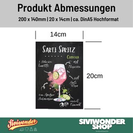 siviwonder Cocktail Sign Sarti Spritz Recipe Aluminium Dibond 3 mm Weatherproof - Bar Decoration Metal for Counter Kitchen Garden Party Room - 20 x 14 cm Retro Look No Drilling Holes Indoor Outdoor