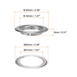 QUARKZMAN Set of 10 Eyelets with Washers 40 mm Copper Metal Eyelet Kit for Fabric Curtains Leather Belt Shoes Bags DIY Silver Tone