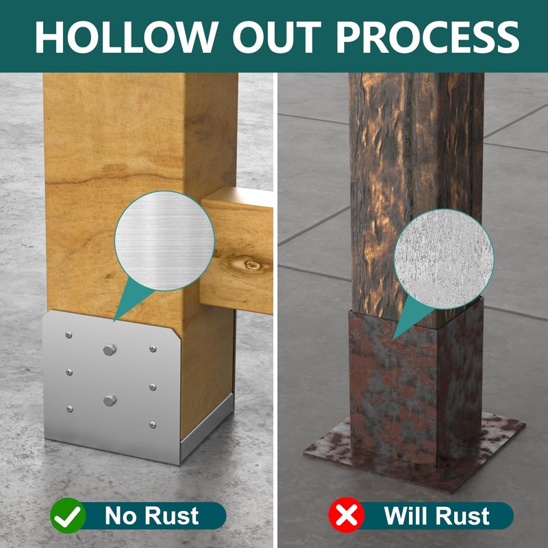 SPACEEUP 6x6 Post Base 5 Pcs, Adjustable Post Base Stainless