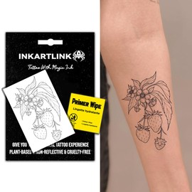 INKARTLINK Semi Permanent Tattoo, party tattoo for girls, beautiful and realistic design, fun tattoo experience, cruelty-free, non-reflective, waterproof (Strawberry)