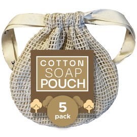 Whiffkitch Soap Pouch 5-Pack - Versatile Soap Holder & Soap Saver Set, Travel Essential Soap Bags - Mesh Soap Pouch, Soap Bar Loofah & Shower Soap Holder, Cotton Soap Bags, 4x5 in