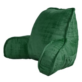 BYTIDE Art Velvet Assembly Needed DIY Backrest Reading Bed Rest Pillow with Arms and Pockets for Sitting in Bed Couch Sofa, Removable Cover and Filling Seprated, 20" x 18" x17", Christmas Green