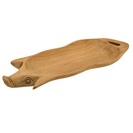 Hand Carved Pig Shaped Decorative Wooden Serving Tray 15 Inch