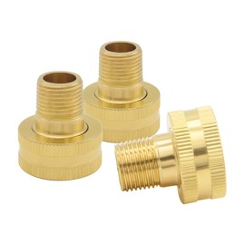Hooshing 3PCS Brass Garden Hose Adapter 3/8" NPT Male to 3/4" GHT Female Thread Hose Connector Garden Pipe Joint Repair Fittings (1" ID x 5/8" OD)