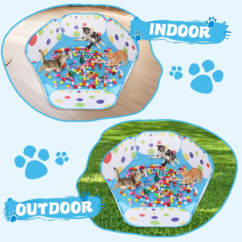 Foxtell Cat Ball Pit Include 229 PCS Interactive Cat Toys