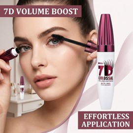 2 Pieces 7D Waterproof Mascara, Natural Length,Long-Lasting & Buildable Volume, Exquisitely Full Lashes, Smudge-Proof,Create a Curl Effect