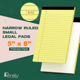 24 Pack Yellow Note Pads 5x8 Inch, 5x8 Yellow Legal Pads College Ruled, Mini Double-Sided Printing Notepad Perforated Small Note Pads 5x8 Lined Paper, Writing Pad for Office Home School, 30 Sheet/Pad