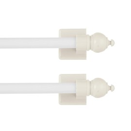 Kenney KN40345 Sidelight Magnetic Window Curtain Rod, 8.75 to 15.75-Inch, White
