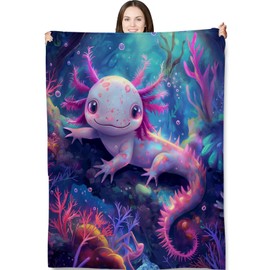 Turamurra Cute Axolotl Blanket Gifts for Adults and Kids Axolotls Throw Blankets for Bed Room Couch Soft Lightweight Warm Cozy Throws Decor 50x60in