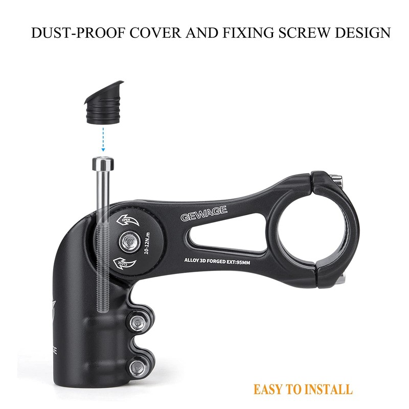 Bike Stem - 130 Degree Adjustable Bicycle Stem- 75mm 90mm