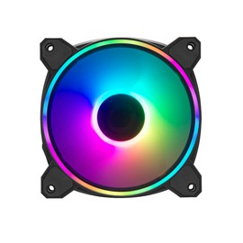 Cooler Master MasterFan MF120 Halo2 ARGB – 120mm Gehäuselüfter, adressierbare Dual-Ring-RGB-Beleuchtung, Rifle-Lager, vergrößerte Luftausgleichsblätter mit Stausensorschutz und verbesserter Treiber-IC