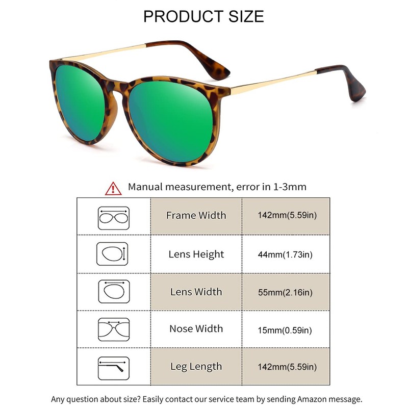 WOWSUN Vintage Round Polarized Sunglasses for Women and Men, green