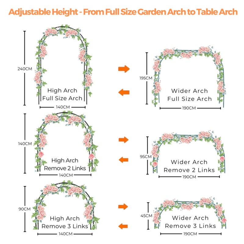 Mr.Ton Garden Arch Trellis for Climbing Plants Outdoor, Metal 7.8ft