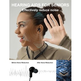 SavvyBloom Bluetooth Hearing Aids for Seniors with Hearing Loss, Neckband Rechargeable OTC Hearing Aids for Adults with Noise Cancelling, Provide Clear Sound and Neckband Design Could Prevent Loss