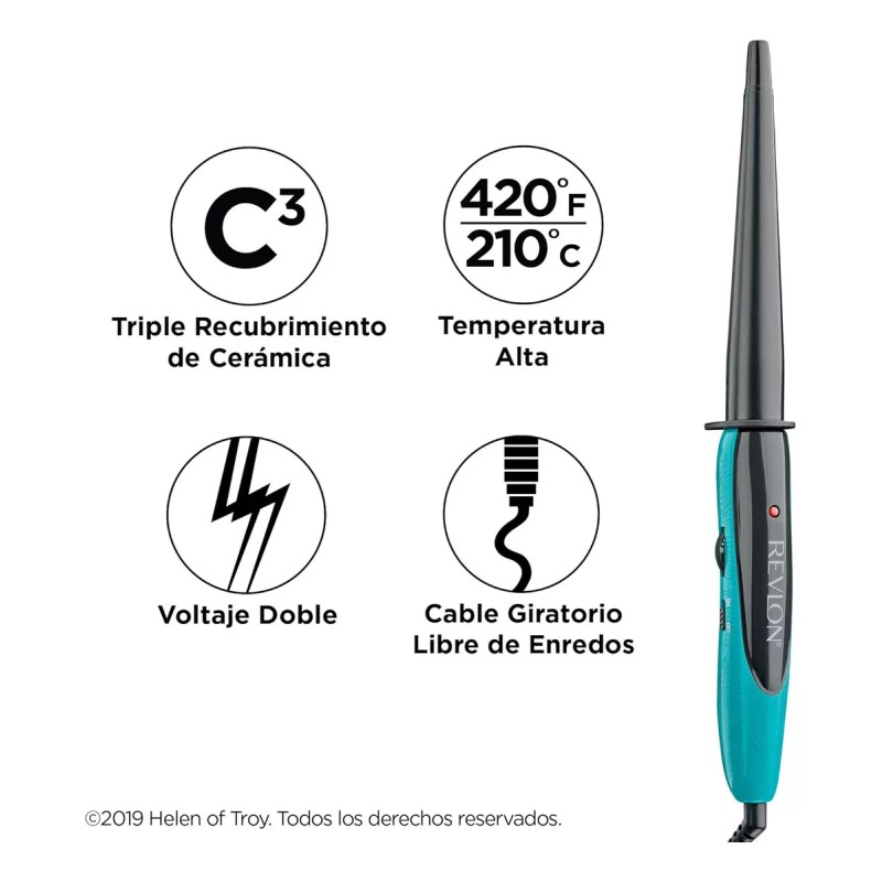 Revlon Rizadora De Cabello Revlon Triple Cerámica Ferro Tenaza Pelo