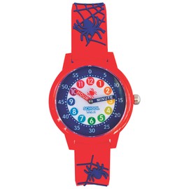Preschool Collection Time Teacher Color Watch - Spider - Analog First Watch - Easy-to-Read Dial - Hypoallergenic 3D Band for Kids, Children and Boys