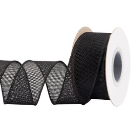 Joycrosso Burlap Wired Edge Ribbon 1.5 inch x 10 Yards, Navy, Ideal for Crafting, Gift Wrapping, Wreath, Christmas Tree, and Rustic Wedding Decorations