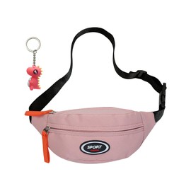 Bum Bag Kids Neck Pouch Girls Boys Shoulder Bag with Dinosaur Pendant, pink, Modern