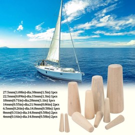 Soft Wood Plugs, Pack of 10 Wood Log Marine Tapered Thru Hull Emergency Soft Wood Plugs Drain Plug 7 Different Sizes Plugs Kit Drain Stopper Fit for Boat Yacht Marine