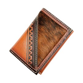 Cody James Men's Embossed Hairon Trifold Wallet Brown One Size