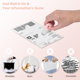 JoyChoi Mini Cute Box Cutter & Identity Theft Protection Roller Stamp - 10ML Thermal Paper Correction Fluid Included - 1 Pack Pink