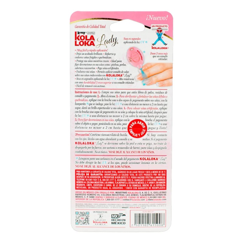 Kola Loka Lady 5g, Pegamento Para Uñas Con Aplicador Uv