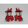 Fine Ceramic Christmas Holidays Red Cardinal on Lamp Post Salt