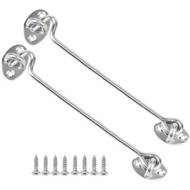 Litensh 2PCS Cabin Hook and Eye Latch Lock, Cabinet Latche Barn Door Hook Lock, Gate Door Hook and Eye Latch, Swivel Window Door Bedroom Bathroom Hook (10 Inch)