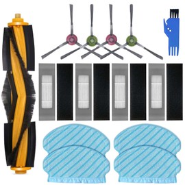 liveryde liveryde Zubeh?r Ersatzteile f1r Ecovacs Deebot OZMO 950 920 N7 T5 / Yeedi 2 Hybrid Roboter-Staubsauger, 1 Hauptb1rste, 4 Seitenb1rste, 4 Hepa Filter, 4 Wischt1cher, 1 Reinigungswerkzeug