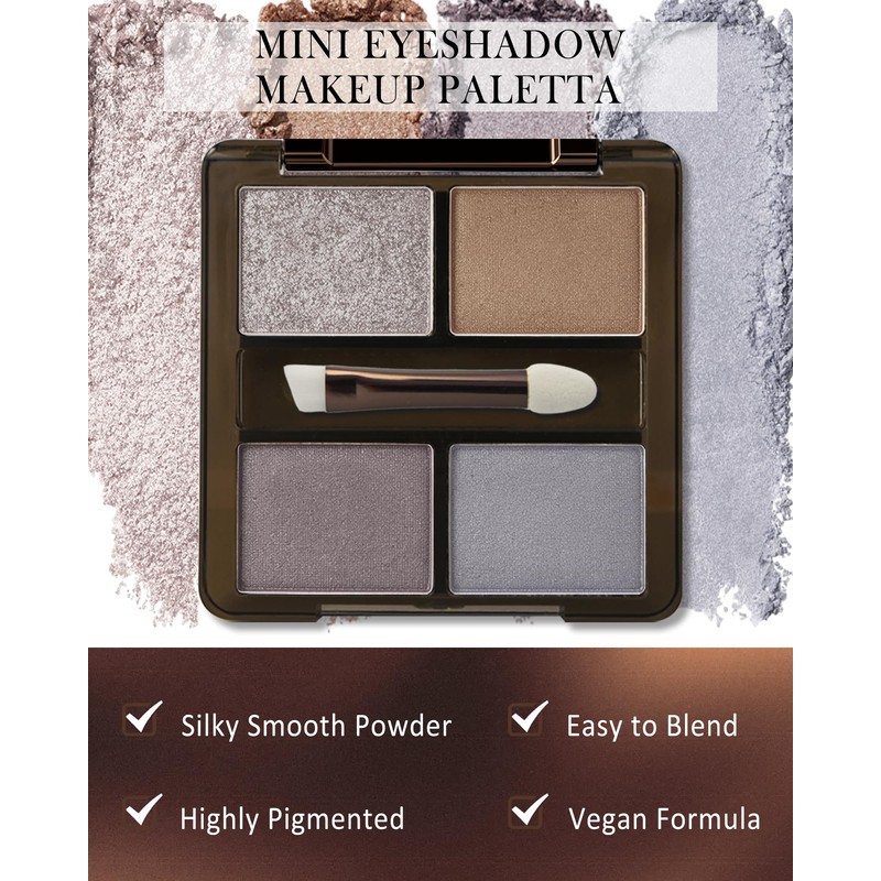 4 Colors Gold Nude Grey Blue Eyeshadow Powder Palette Makeup