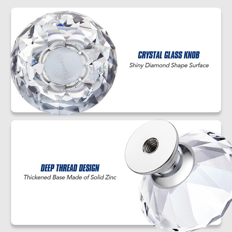 Ravinte Pack of 10 Crystal Drawer Knobs and Handles, Clear