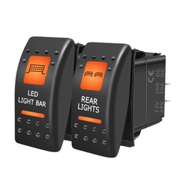 FXC LED Light Bar + Rear Lights Waterproof Rocker Switch On/Off 5 PIN SPST Switches w/Orange Backlit 12V 24V Toggle Switches Compatible for Polaris RZR Can-Am ATV UTV Car Truck Rv