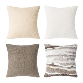 AELS Abstract Marble Pattern Neutral Throw Pillow Covers 18x18, Set of 4, Faux Fur Decorative Cushion Cases in Earth Tones for Couch Bed Sofa Living Room (Covers Only)