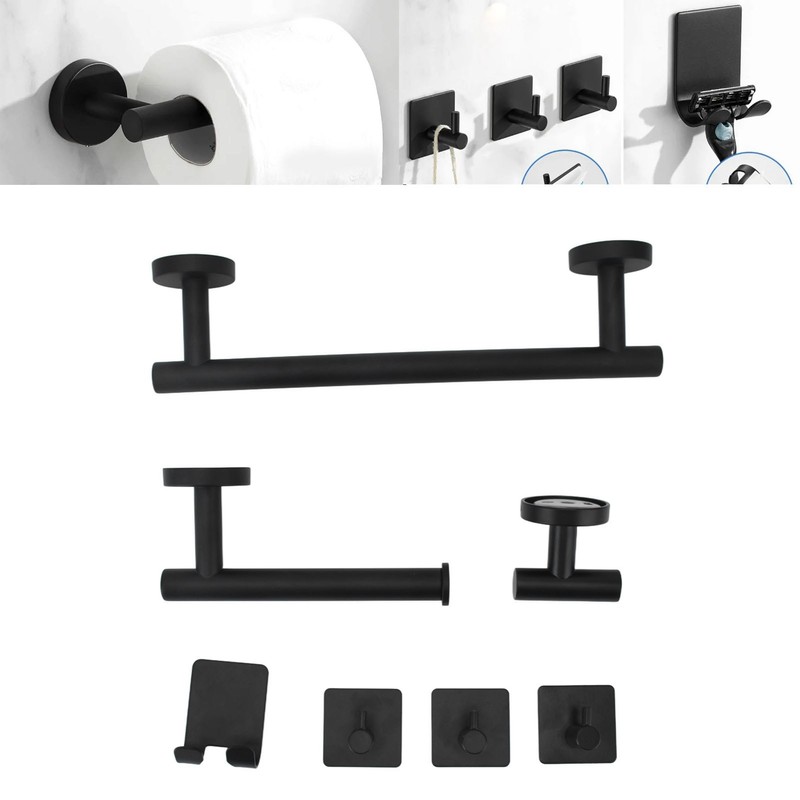 Bathroom Stainless Steel Towel Rack 7 Piece Set Rustproof Colorfast