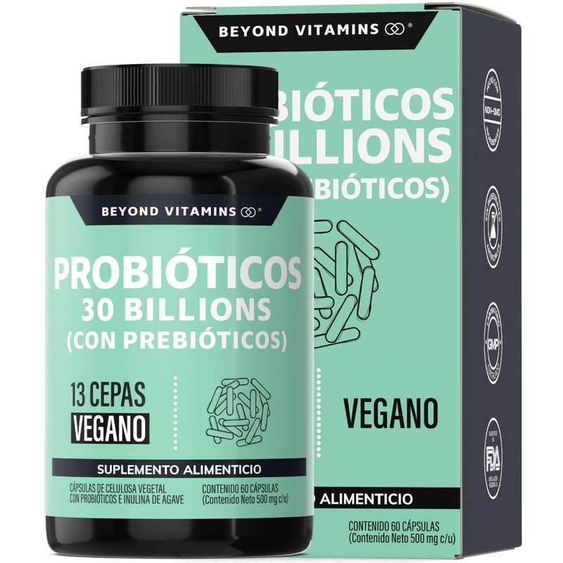 Probioticos 30 Billion UFC Prebióticos inulina de agave 13 cepas