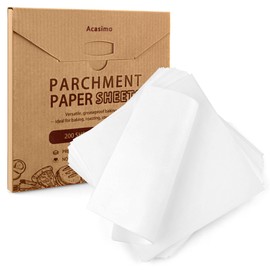 200PCS Parchment Paper Sheets, 9x9in, Squares Baking Paper for Baking, Air Fryer, Steaming, Grilling, Roasting, Wrapping, Precut Non-Stick Square Pan Liners, Oven Paper for Bread (White, 9x9 in)