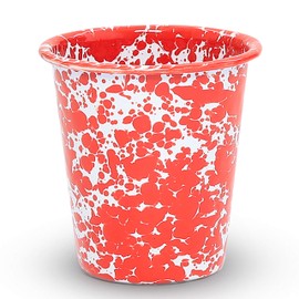 Crow Canyon Home Enamelware Tumbler, 10 ounce, Red/White Splatter (Single)