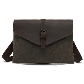 FANDARE Retro Wrist Clutch Bag Business Canvas Leather Shoulder Bag Women Crossbody Messenger Bag Wallet Mens Pouch Commute Handbag Satchel Bag Green