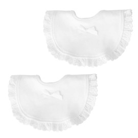 TOYANDONA Toddler Bibs 2pcs Baby Drool Bibs Lace Fake Collar Drooling Teething Bandana Bibs Cotton Bandana Bibs for Princess Infants Toddlers Kids Feeding Weaning White Baby Bandana Bibs