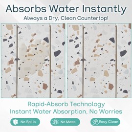 Stone Drying Mat For Kitchen Counter, Diatomaceous Stone Dish Drying Mat For Kitchen - Quick Drying Dish Mat - Water Absorbing Stone Tray, Foldable, Eco-Friendly, Terazzo Design (23.5 x 15.4")