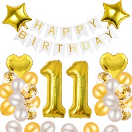 11th Birthday Balloons, Balloons, Decoration Set, Number Balloons, 11 Happy Birthday Garland, Heart Balloons, Confetti Balloons, Birthday Balloons, For Adults, Boys, Girls, Gold